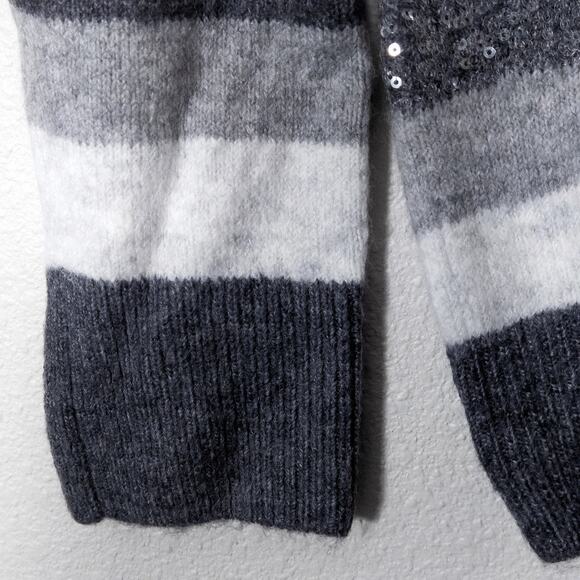 Halogen Women’s Sweater Soft Glam Holiday Grey Stripe Sequin Knit Stretch XXL - Picture 7 of 10